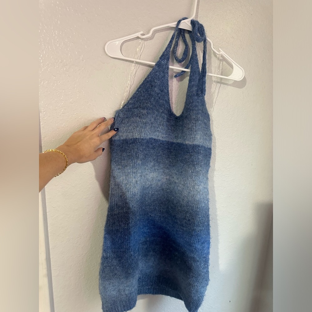 American Threads Blue Knit mini dress